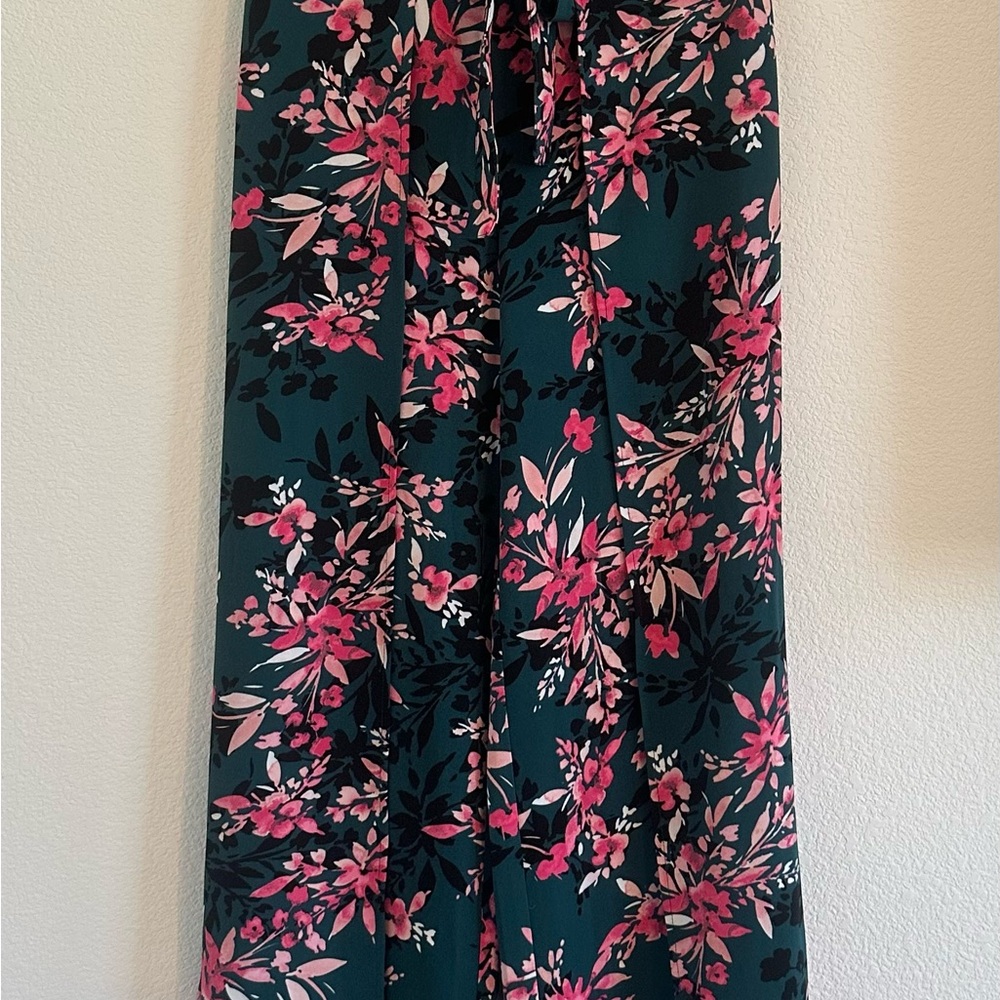 Bar III Floral Wide Leg Pants - Pink and Black